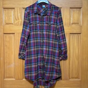 Kavu Multicolor Plaid Long Sleeve Dress Size Large EUC